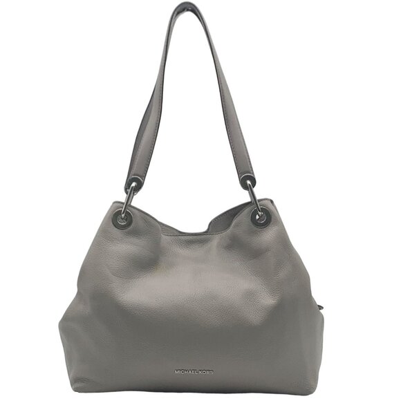 Michael Kors Raven Stone Grey Pebbled Leather Shoulder Bag - Picture 1 of 12